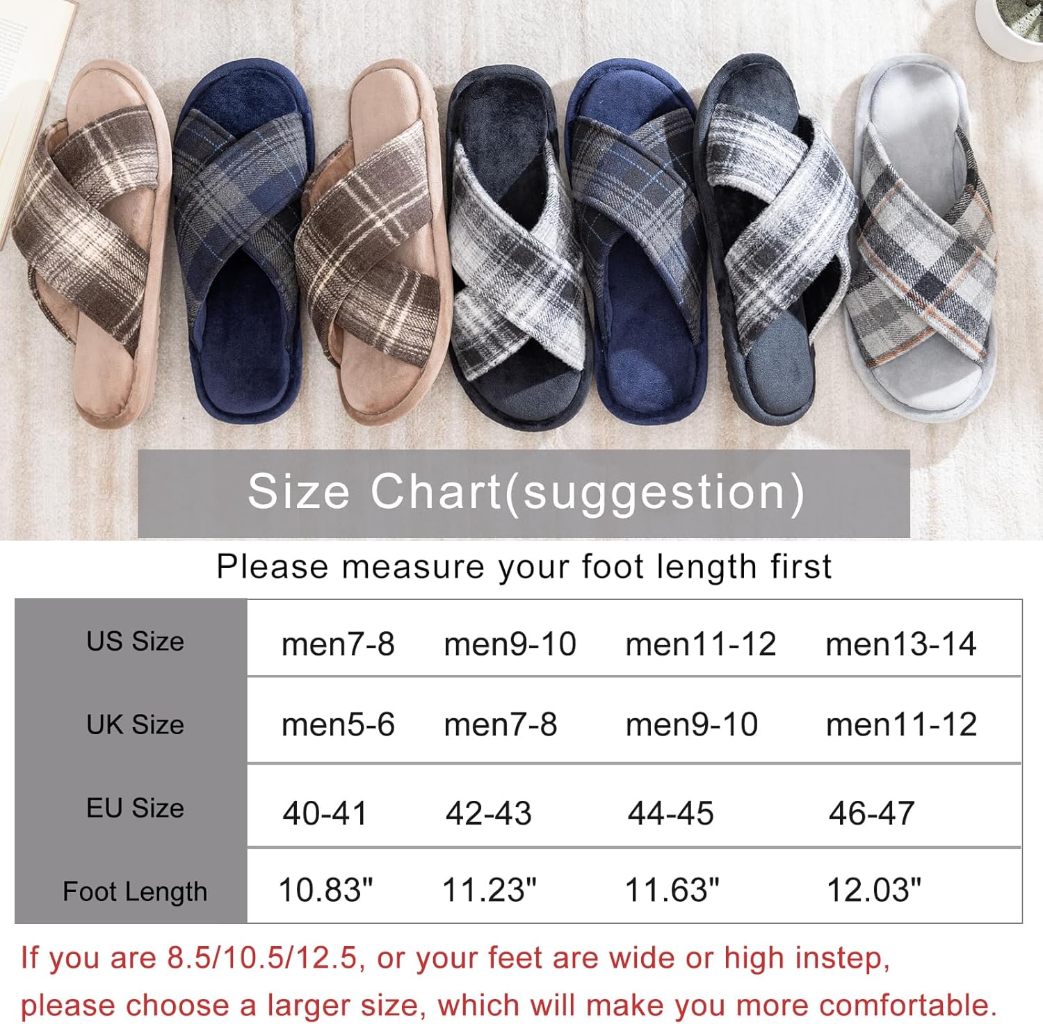 Mens Cozy Slippers Cross Band House Slippers with Memory Foam Soft Non-slip Indoor House Shoes Open Toe Summer Breathable Slipper Black 11-12 image 7 of 7 B0FDGHZ7D8