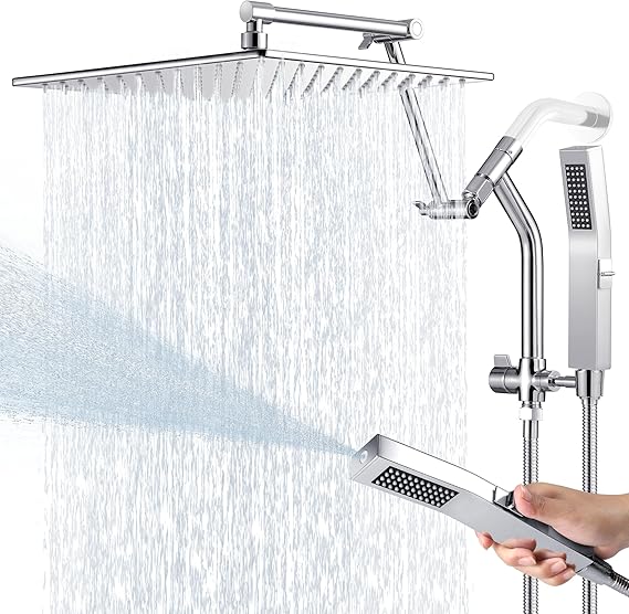 Psylc All Metal Rain Shower Head with Adjustable Pressurized Modes