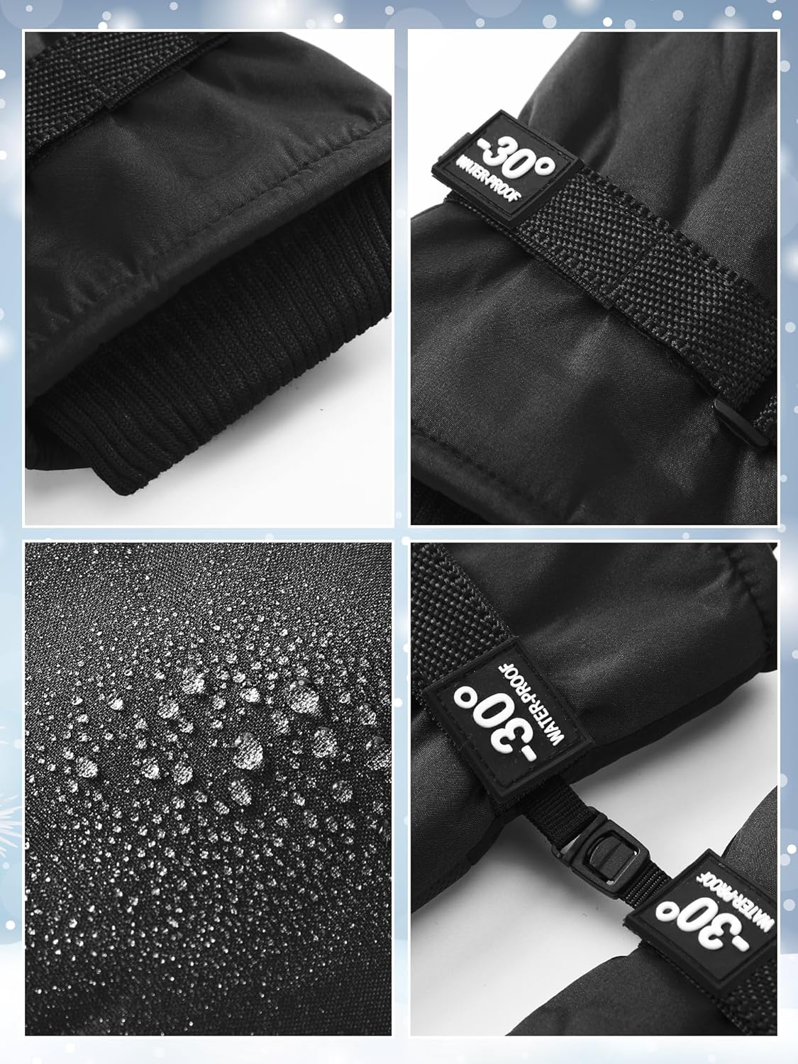 Bencailor 6 Pairs Mens Winter Snow Gloves Women Warm Waterproof Ski Mittens Adjustable for Adult Cold Weather - Image 4