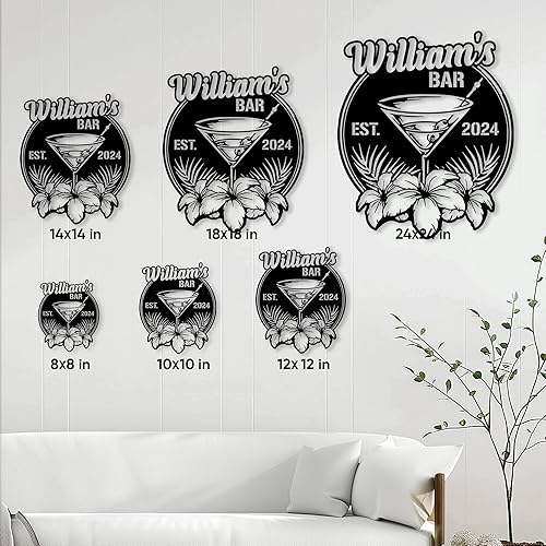 Miniatura 4 de Letrero de metal personalizado para bar de cóctel, decoración de pared con nombre personalizado para bar en casa, patio, patio o cocina, regalo
