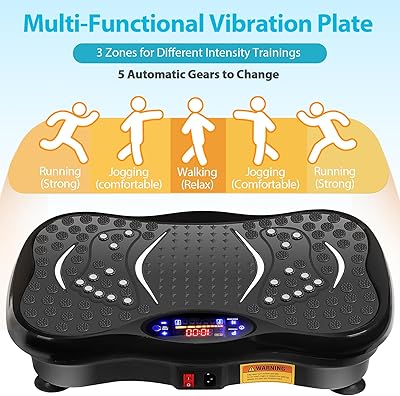 Plateforme Vibrante PUREROYI 9600, Onde De Puissance, 5 Programmes, Télécommande, Noir
