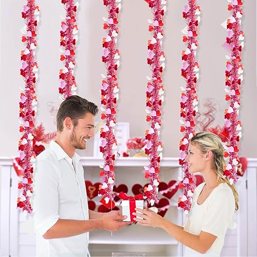 Miniatura 6 de 6 guirnaldas de oropel para el día de San Valentín, 39.4 pies, guirnalda metálica con flecos metálicos para el día de San Valentín, guirnalda