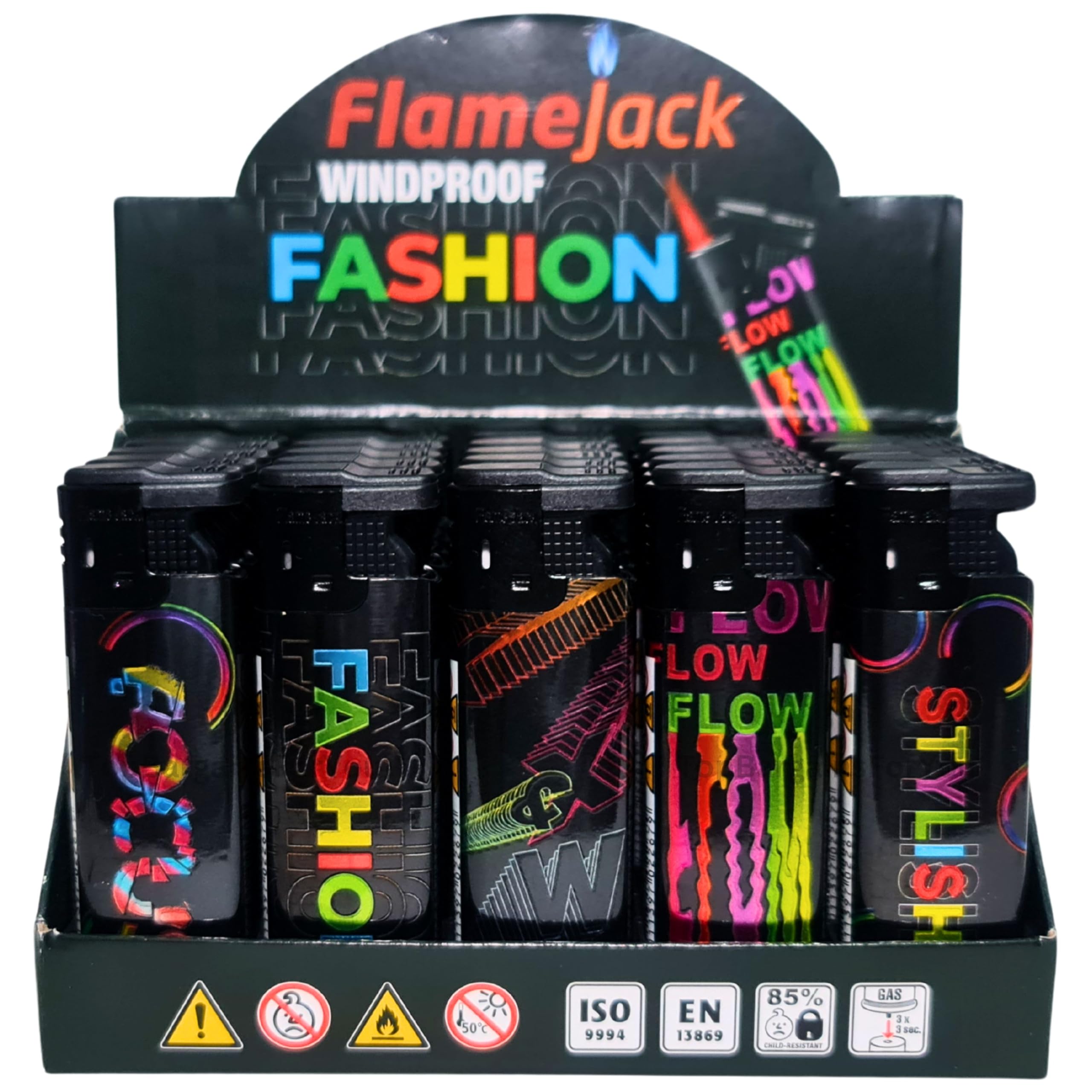 Zactly Multicolor - 5 X Flamejack Colourful Windproof Dustproof Jet Lighters Really Powerful – Limited Edition (Fashion Flow)