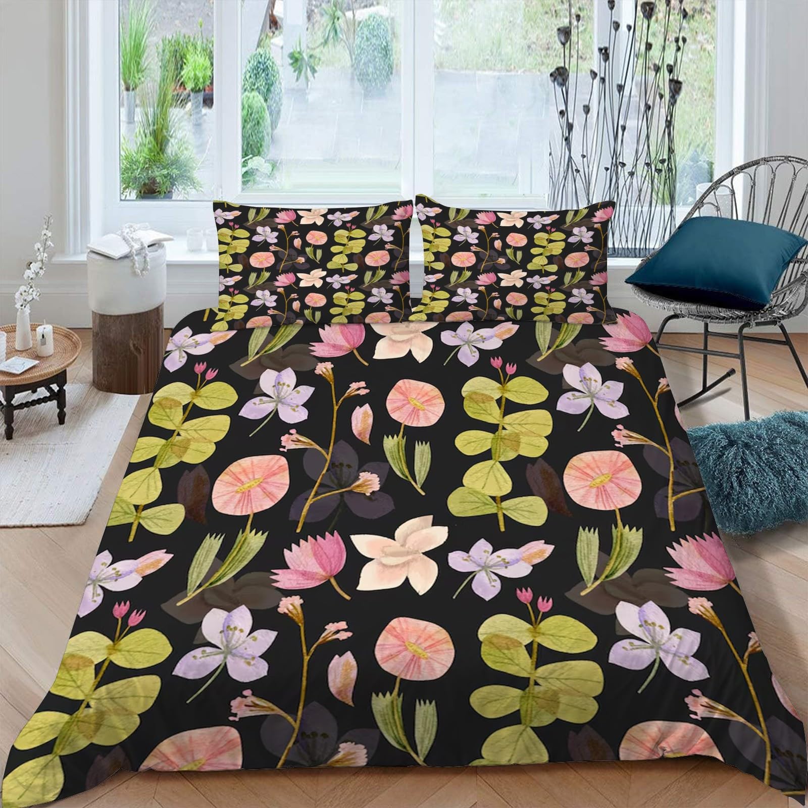 Housse de Couette 220 x 240 Bohème - Parure de Lit Adulte 2 Personnes et Taies 65x65