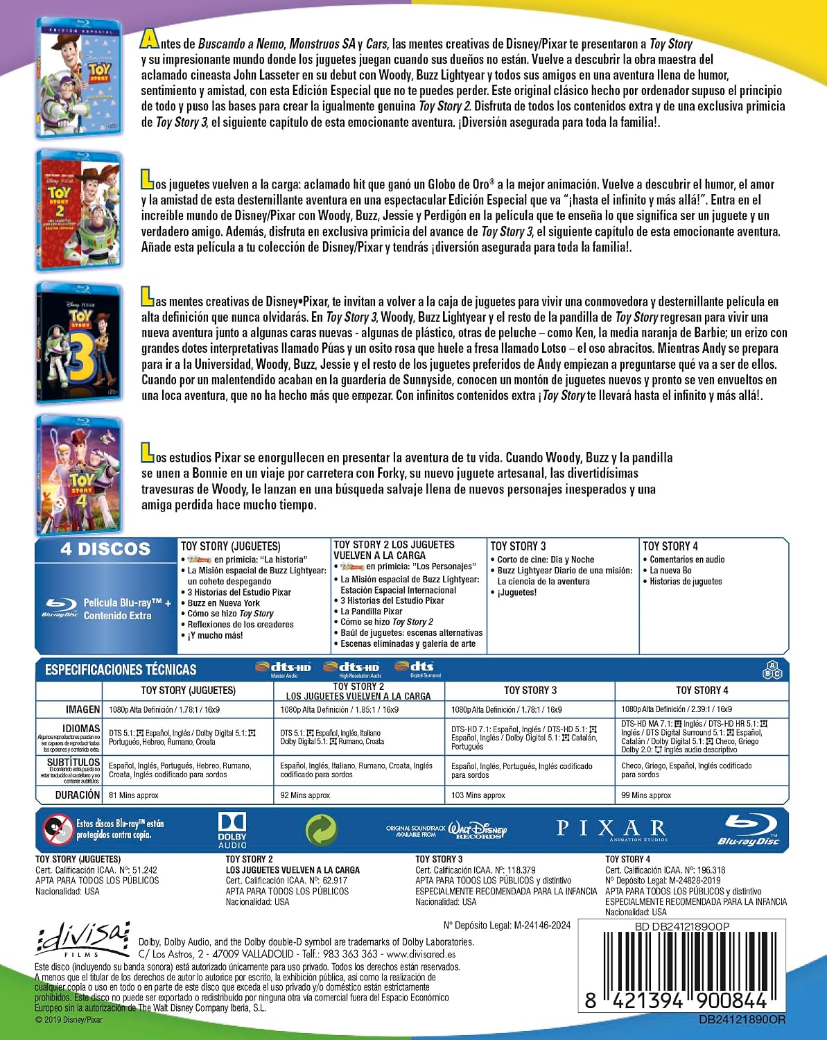 Toy Story Pack 4 Peliculas (Blu-ray) - Analyse des détails et conception
