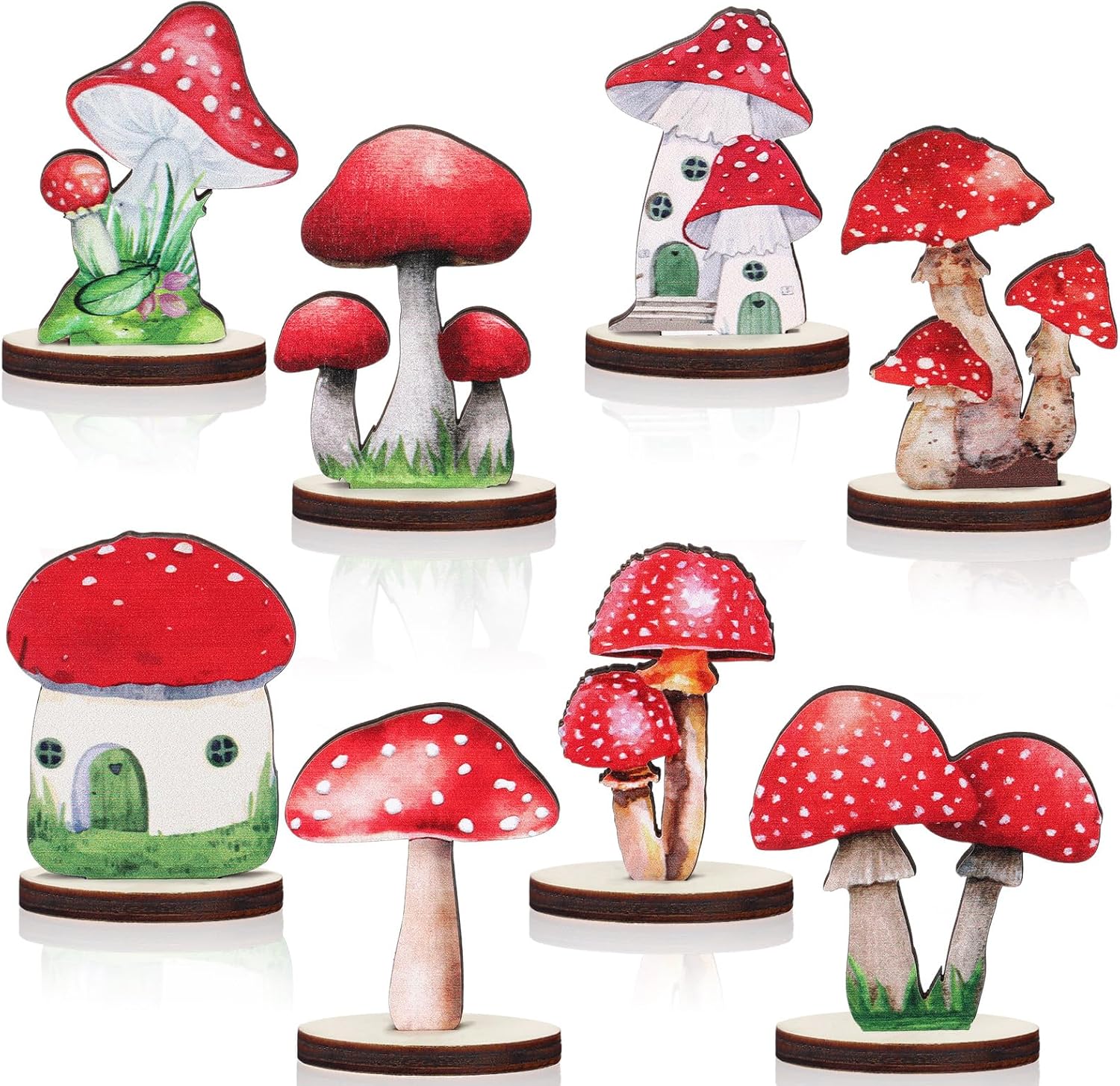 Thyle 16 Pcs Wooden Mushroom Party Decorations Fairy Forest Centerpieces Enchanted Forest Decorations Wonderland Table Topper Vintage Mushroom Decor for Baby Shower Woodland Camping Birthday Party