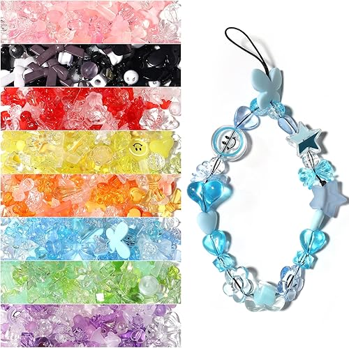 Miniatura 6 de Forise 120 cuentas acrílicas azules surtidas, mezcla de estilo aleatorio, color caramelo, cuentas de plástico pastel para hacer joyas, pulseras,