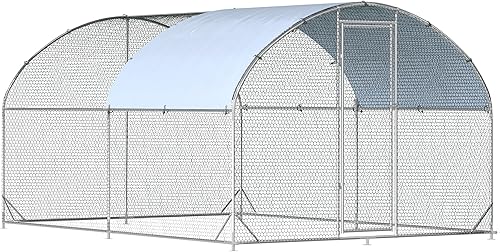 Miniatura 2 de Gallinero de metal grande, jaula para aves de corral galvanizada con forma de cúpula con cubierta impermeable y anti-ultravioleta y puerta