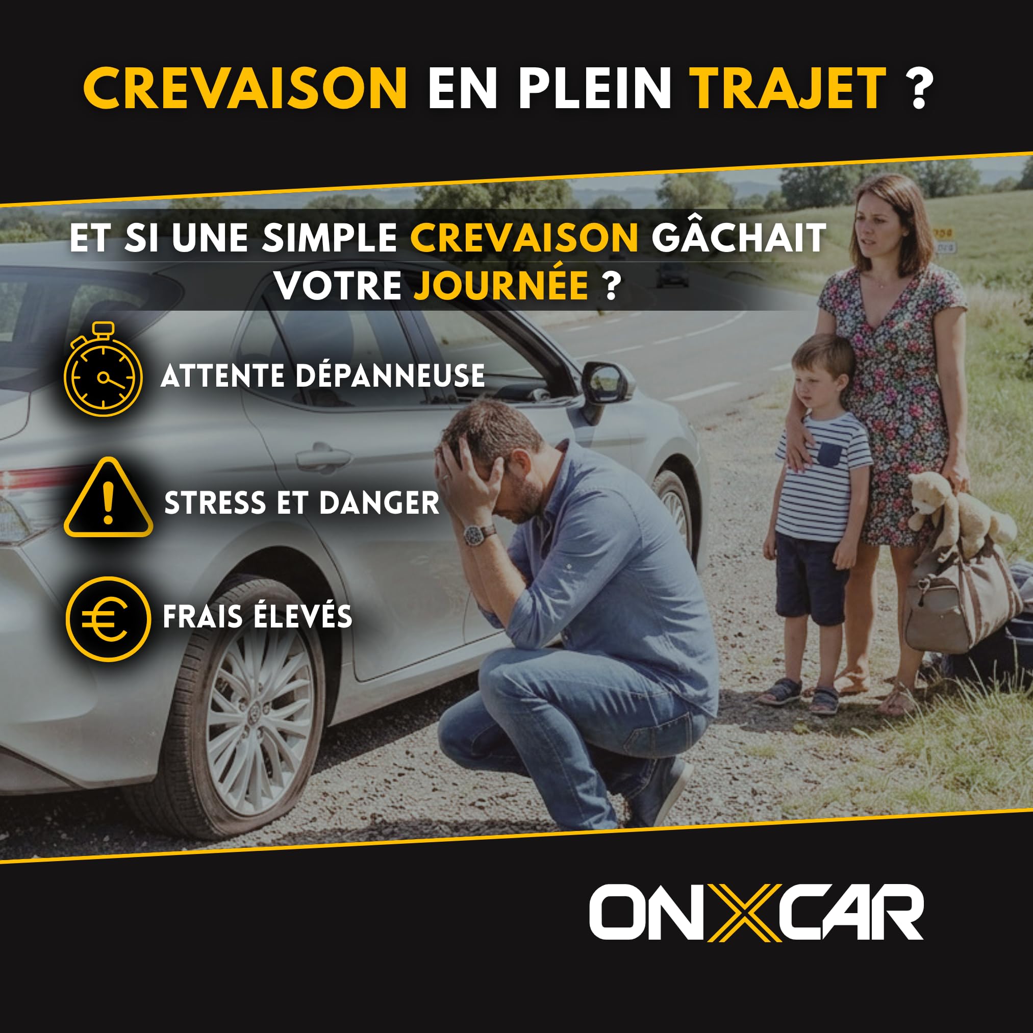 Kit Réparation Pneu Voiture avec Mèches Tubeless – Kit Anti Crevaison Voiture, Outil Tire Repair pour Réparer un Clou, Compatible Auto, SUV, Moto, Camping-Car