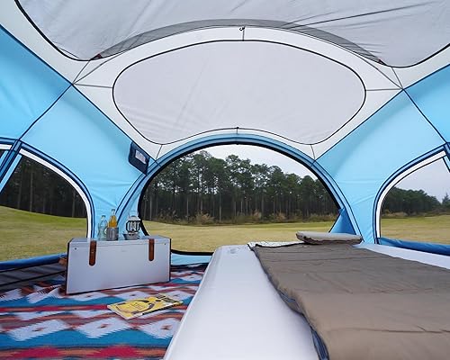 Miniatura 4 de Vidalido Tienda de campaña para 3 a 4 personas con 2 puertas, 2 grandes ventanas de malla familiar, tienda de campaña de glamping portátil