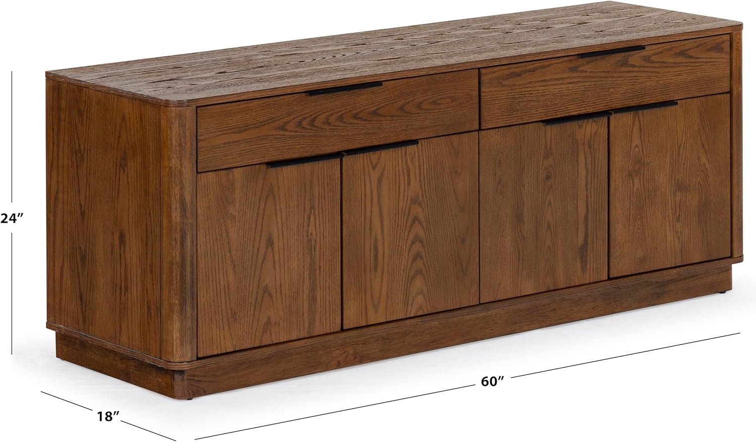 SAFAVIEH Couture Collection Gabrietta Medium Oak/Black Entertainment Media TV Stand- Fits up to a 65" Flatscreen Television (Fully Assembled)
