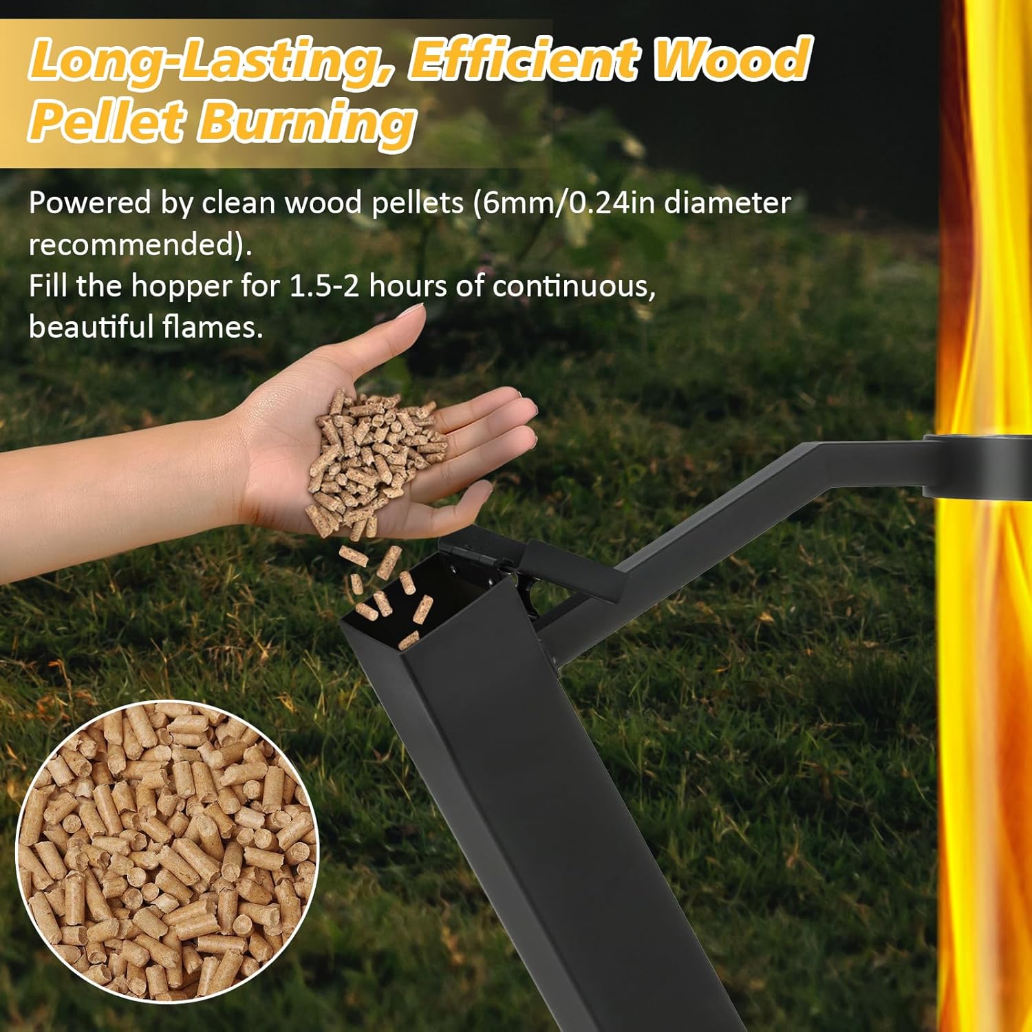 CHARMELEON Pellet Stove&Wood Pellet Fire Pits for Outside – Portable Wood Pellet Heater–Painted Stainless Steel Outdoor Fire Pit for Backyard – Fireplace for Camping Patio Garden Picnic–Matte Black-S