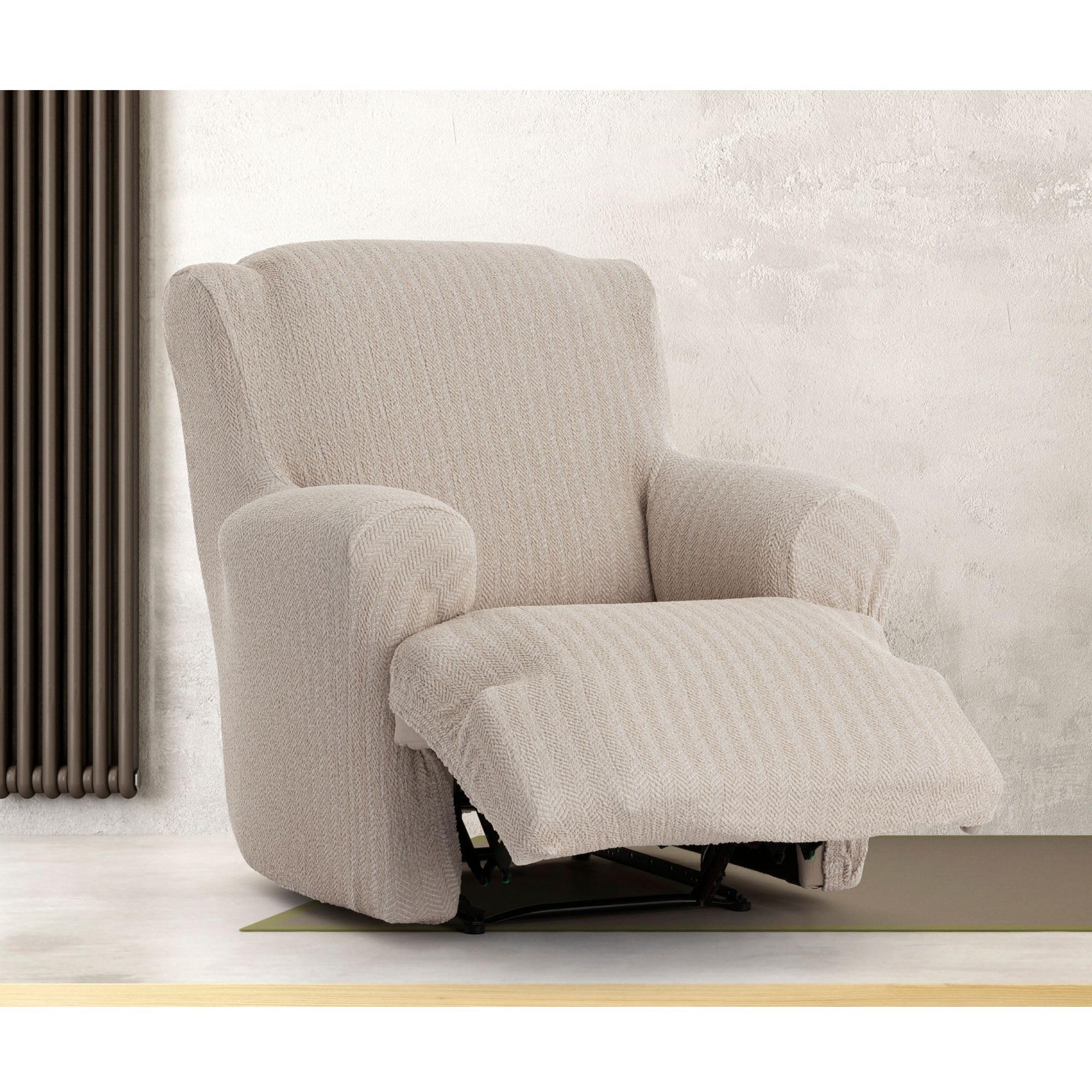 ECOMMERC3 | Funda para Sillón Pies Juntos Relax Bielástica, Transpirable y Fácil de Colocar - Funda Sillón Pies Juntos Relax Color Lino con Espumas de Sujeción