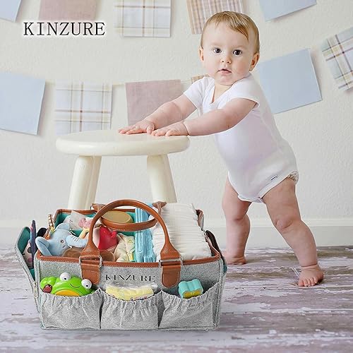 Miniatura 6 de Organizador de pañales para bebé mejorado con tapa, organizador grande de cestas de pañales, bolsa de almacenamiento portátil para viajes,