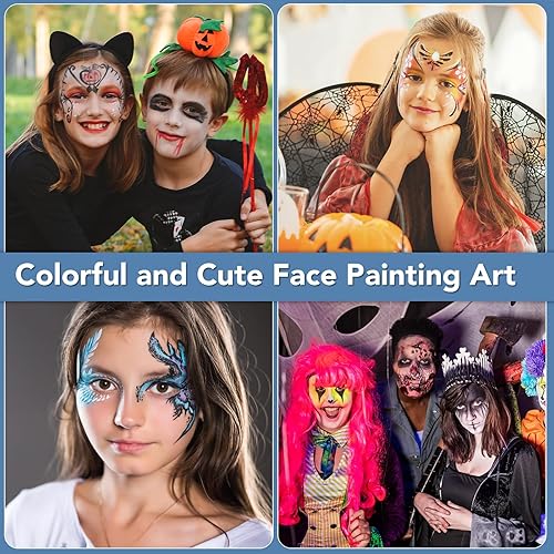 Vista 10 de Face Painting Kit For Adult Party,22 Colors Face Paint Kit Includes Paint Tray,Sponges,Brushes and Stencils,Professional Face Painting Kit Non Toxic