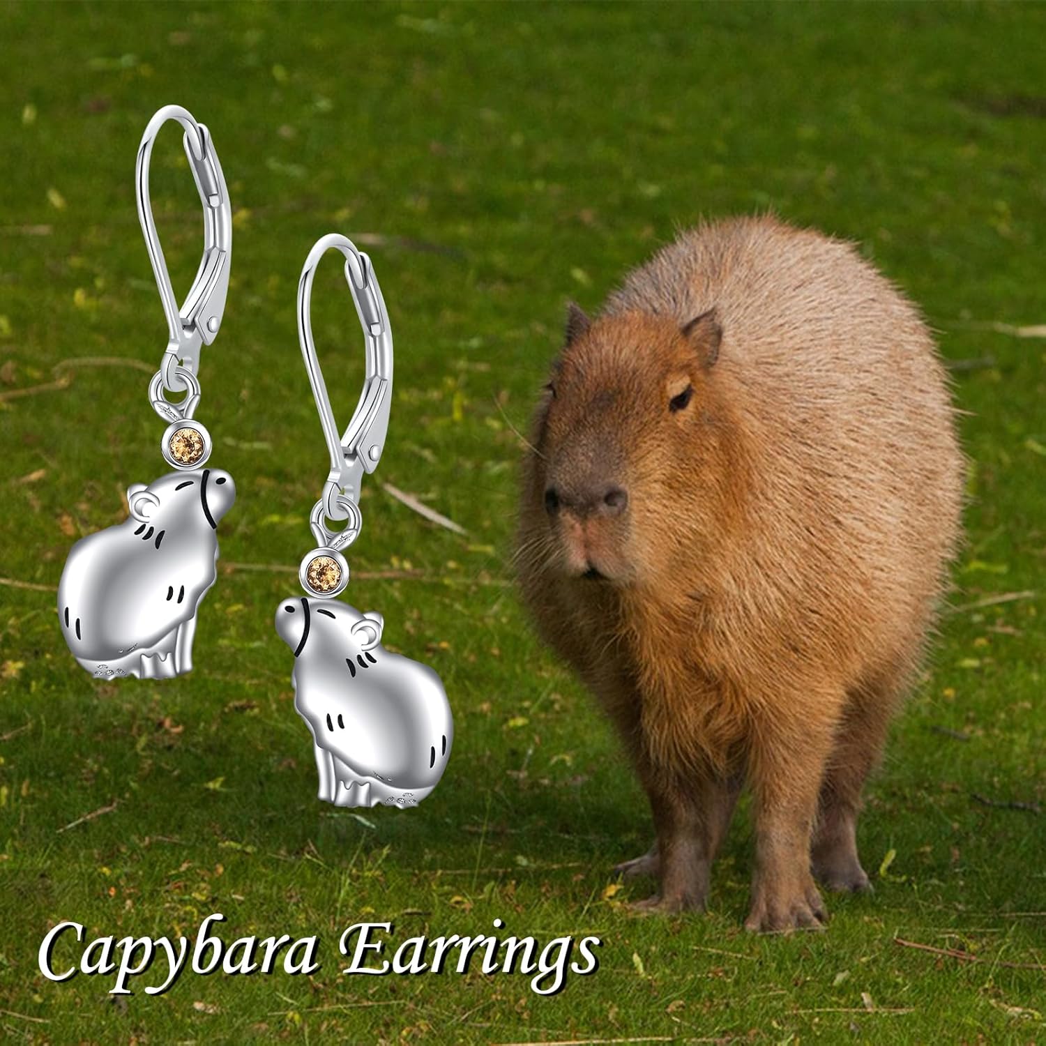 Capybara/Moon/Dinosaur/Cow/Butterfly/Jellyfish/Chcken/Dice/Star/Duck Dangle Earrings for Women Sterling Silver Cute Funny Drop Earrings Birthday/Christmar Gifts for Daughter/Sister/Granddaughter - Image 6