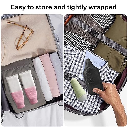 Miniatura 5 de YUBIRD 6 fundas de silicona para botellas para artículos de aseo de viaje, fundas a prueba de fugas, esenciales de crucero para mujeres y hombres,