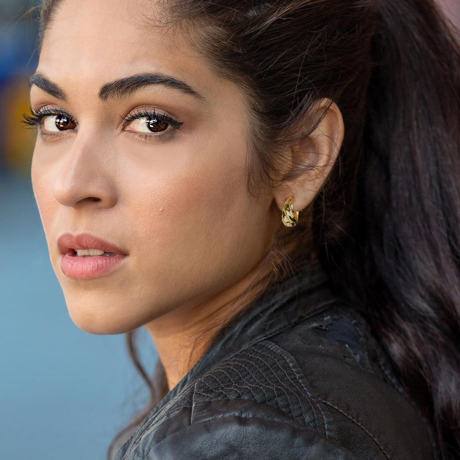 14K Gold Plated Hoop Earrings for Women, Trendy Gold Hoop Earrings Statement Cuff Lightweight Hypoallergenic Jewelry for Her - Image 2