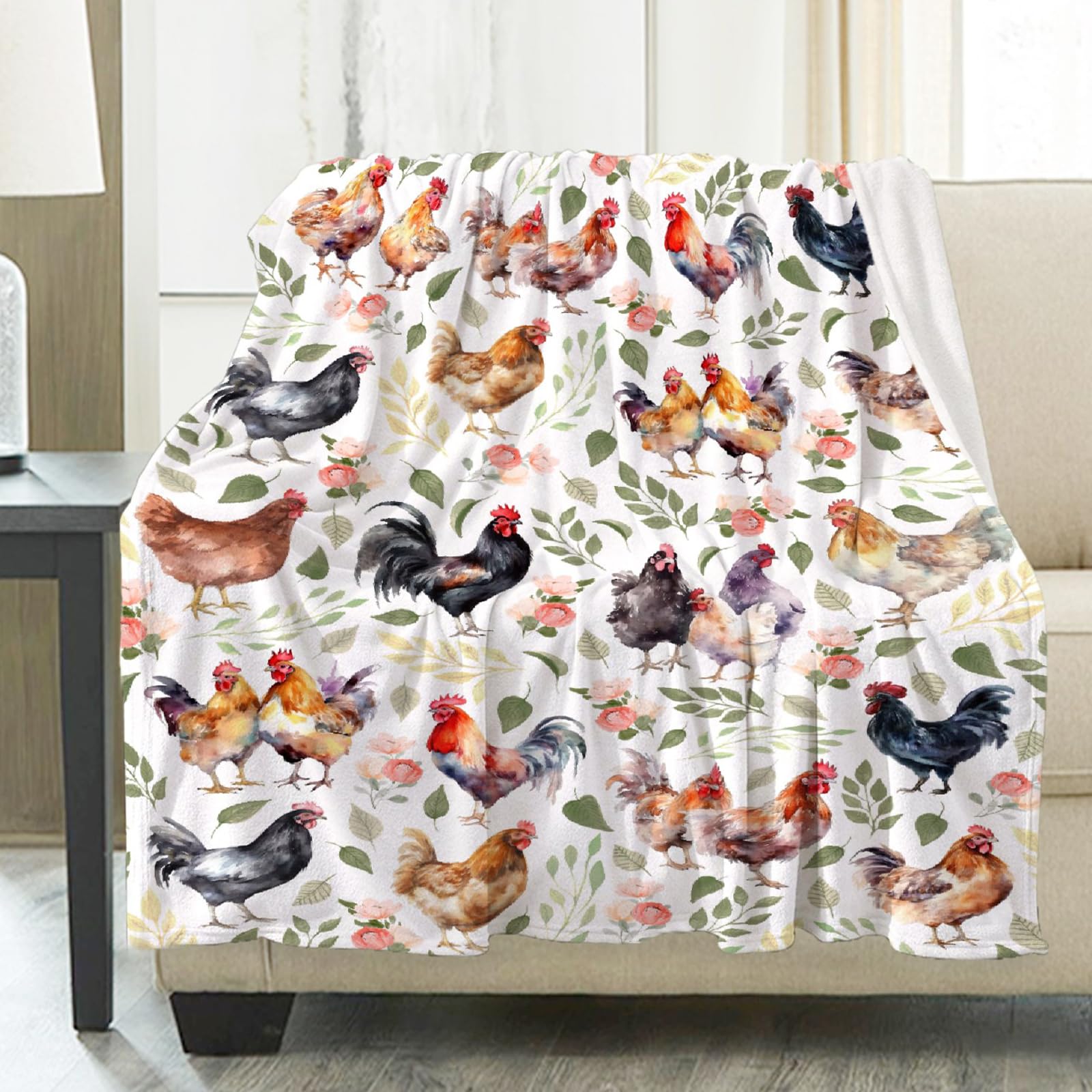 Chicken Plant Blanket Gifts Super Soft Lightweight Flannel Blankets Throw for Kids, Adult, Suitable for Couch, Sofa, Bed, Camping, Travel All Seasons 50