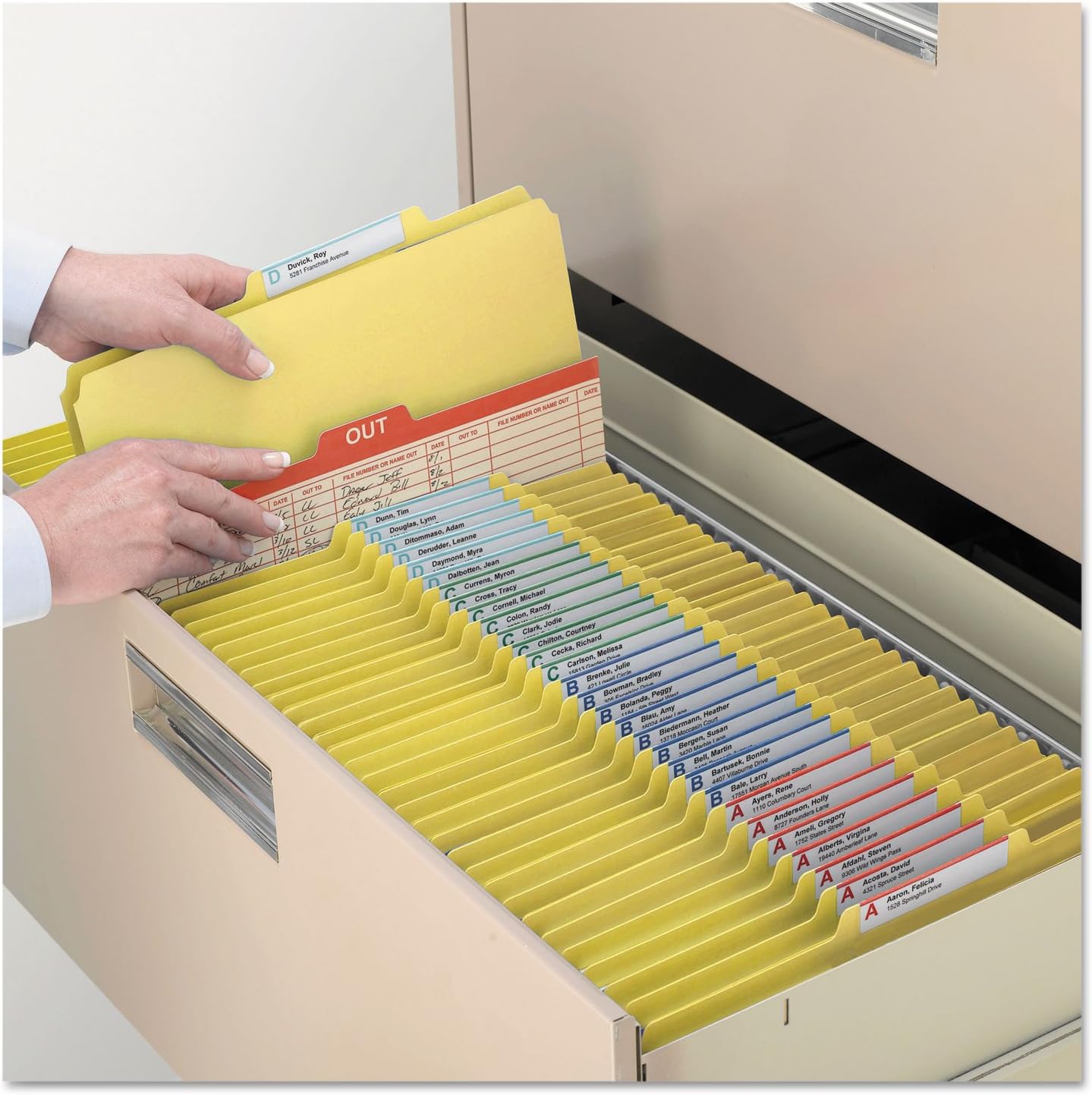 Smead Pressboard Classification File Folder with SafeSHIELD Fasteners, 1 Divider, 2" Expansion, Letter Size, Yellow, 10 per Box (13734)