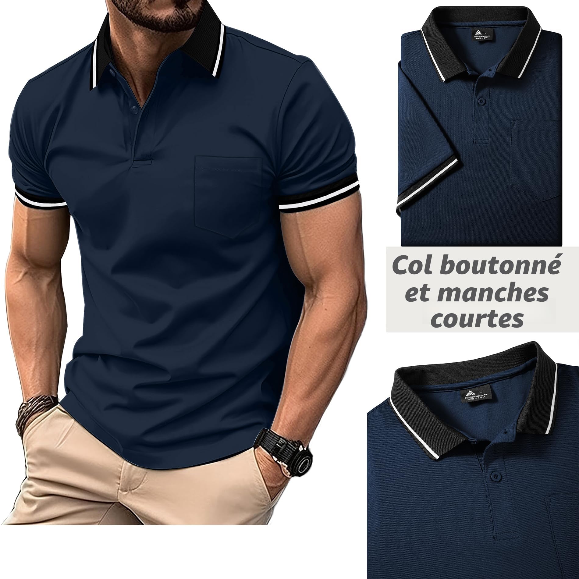 SwissWell Lot de 5 Polo pour Homme Polo de Golf Manches Courtes Léger été T Shirt de Tennis Respirant