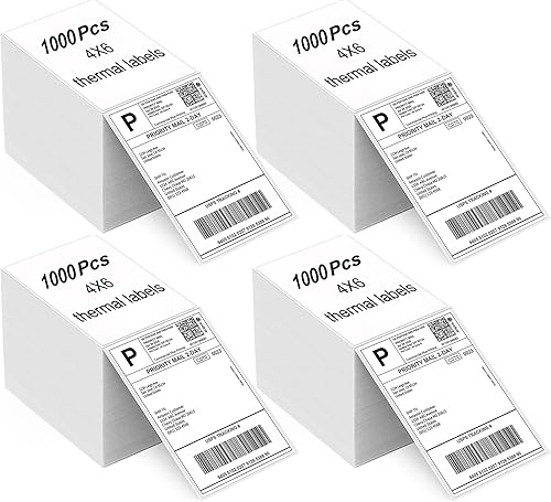 Etiquetas térmicas directas de 4 x 6 pulgadas, etiquetas térmicas plegables en abanico compatible con Rollo, MUNBYN, iDRPT, Polono, Zebra, adhesivo