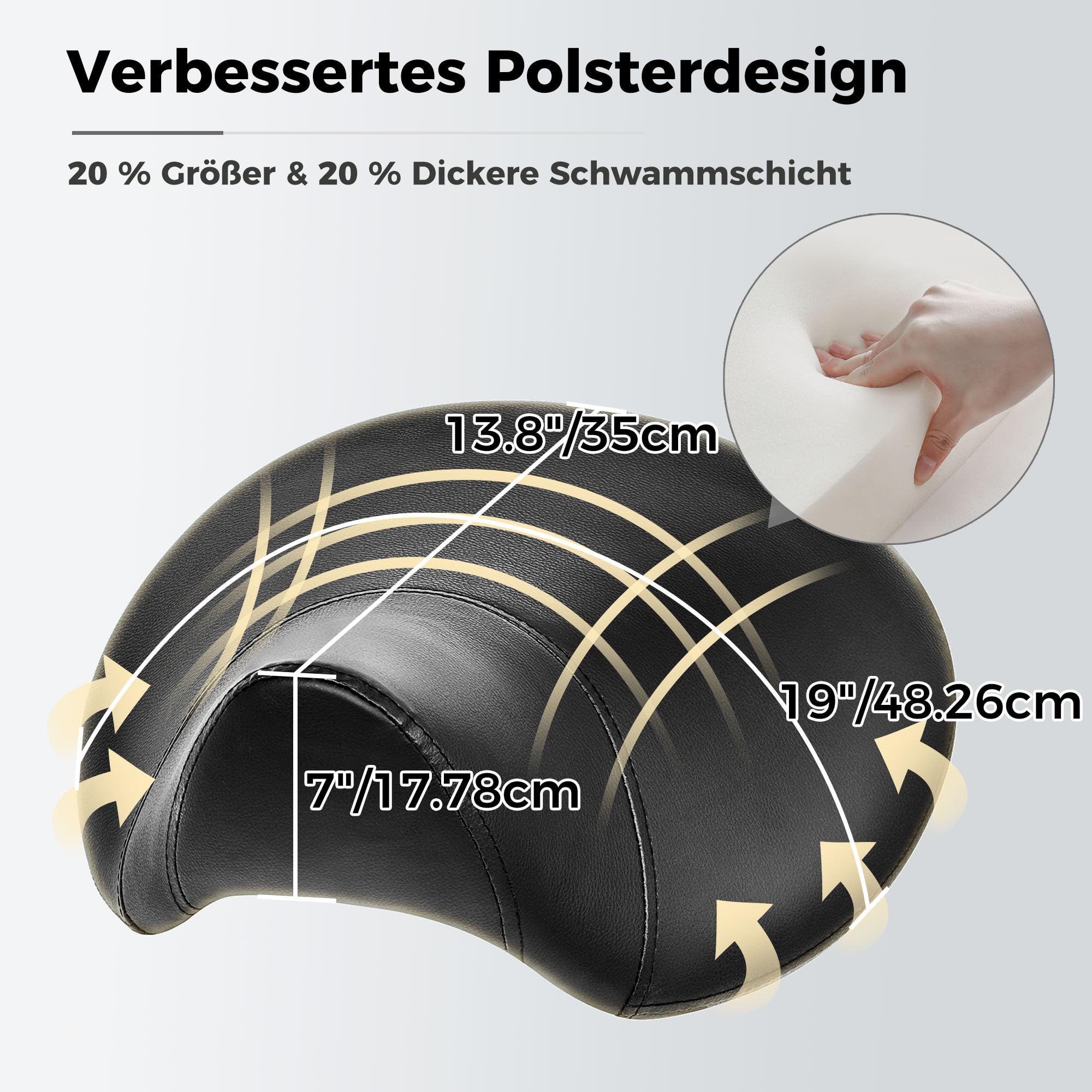 BEWISHOME Sattelhocker mit Rollen,Schwenkbarer,Verstellbarer Rollhocker, strapazierfähiges PU-Leder mit breitem Sitzpolster, ergonomisch für Schönheitssalons, Spas und Kliniken (Schwarz), EBMD01B