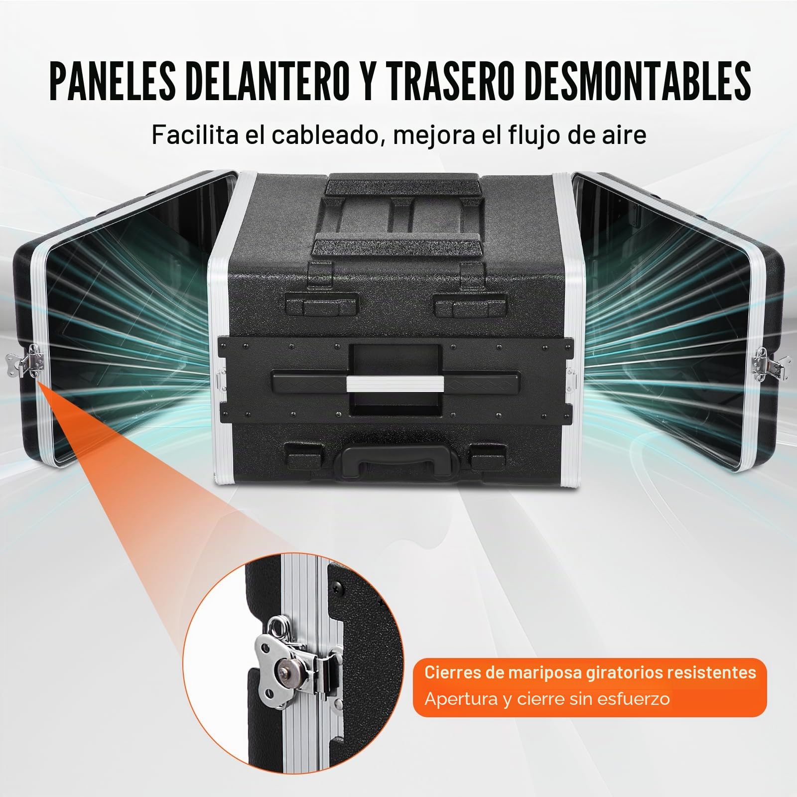 VEVOR 5U Gabinete para Servidor, Profundidad de 488,95 mm, Gabinete para Rack de Servidor con Ruedas de Construcción ABS, Paneles Frontal y Posterior Desmontables para Amplificadores, Mezcladores