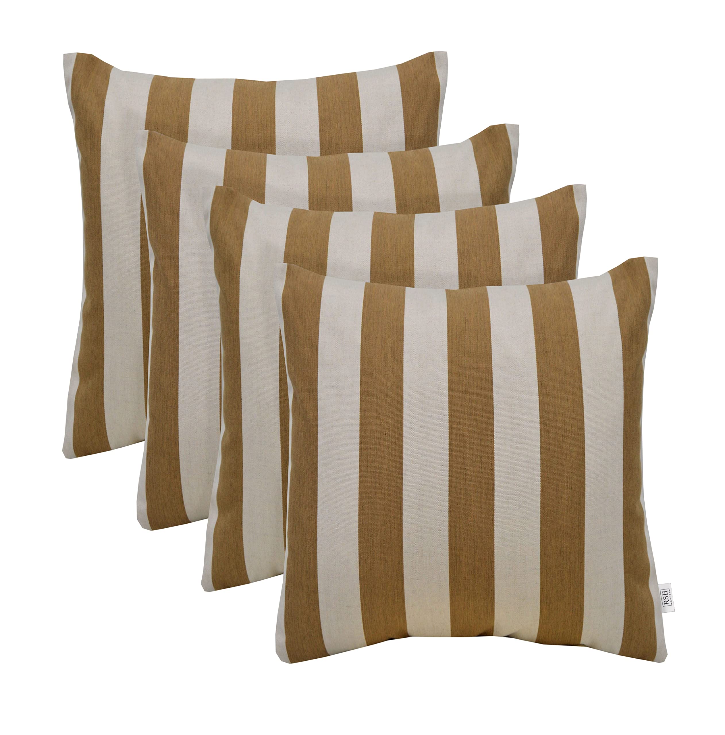 RSH DECOR: Sunbrella Square Throw Pillows Set of 4 | 17" x 17" | Water and Fade-Resistant Performance Fabric | Outdoor Pillow Covers with