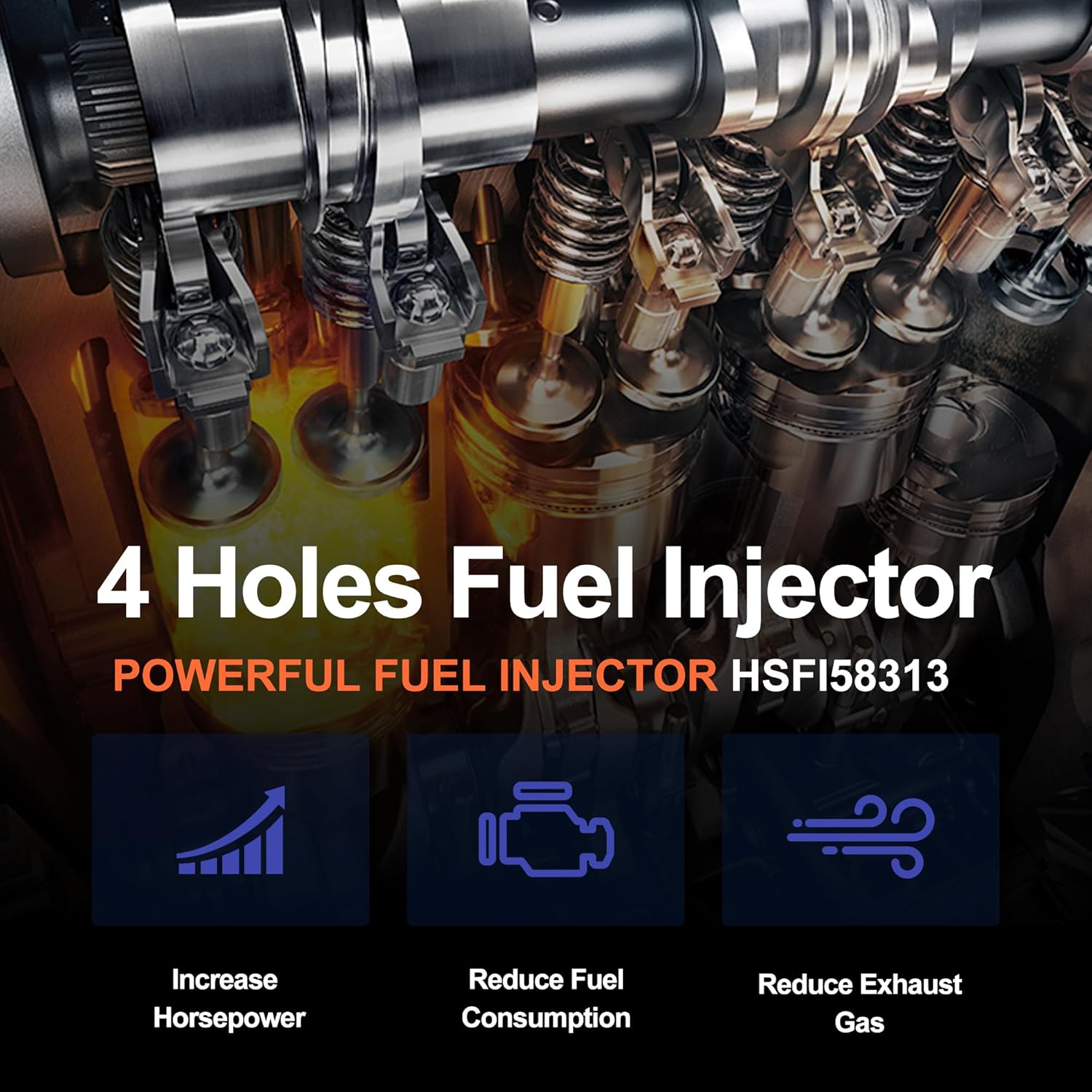 HiSport 0280158313 Fuel Injectors Compatible with Jeep Cherokee 3.2L V6 2014 2015 2016 2017 4 Holes Replace 4627794AA 6PCS