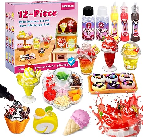 12-Piece Miniature Food Toy Making Set - DIY Tiny Play Food for Kids 5+ | Non-Edible, Pretend Kitchen Play for Little Chefs | Birthday Gifts and Party Favors to Spark Creativity and Imagination