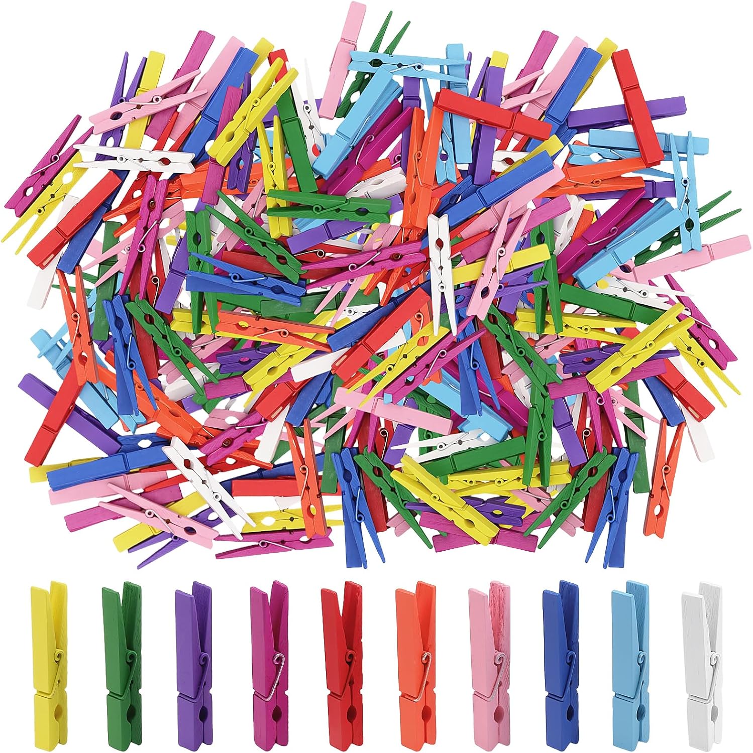 HOZEON 500PCS 2.8 Inch Colorful Wooden Clothespins, Small Wood Clips with Spring, Wooden Clothes Pegs for Towels, Craft, Photos, Pictures, Decor, Art Wall