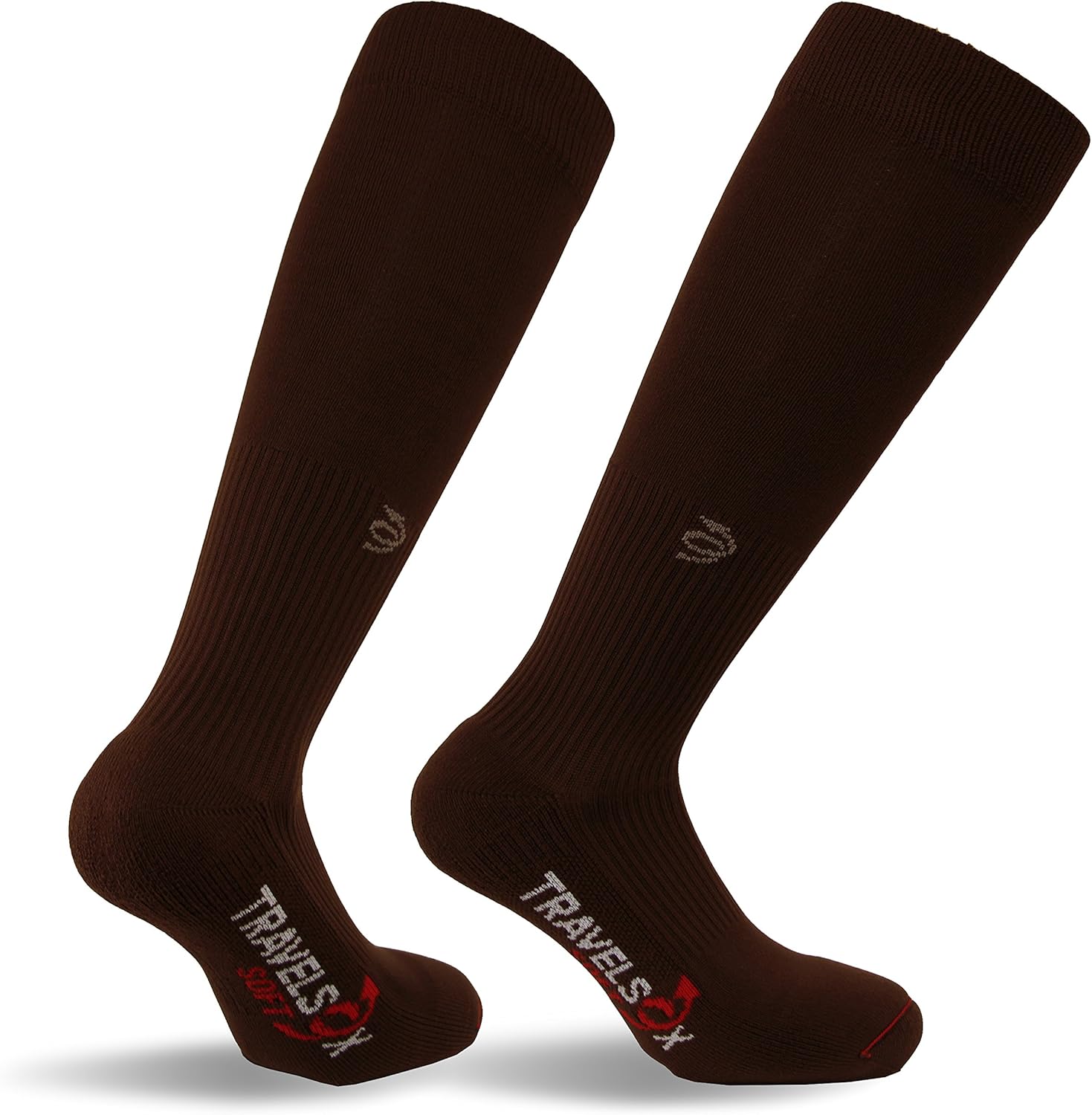 Travelsox TSS6000 The Original Patented Graduated Compression Performance Travel & Dress Socks With DryStat OTC Pairs, Brown, Small