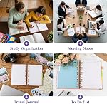Lined Spiral Journal Notebook, 300 Numbered Pages A5 Size 5 Subject Notebooks College Ruled with Tabs and Removable Dividers, 100GSM Thick Spiral Ruled Lined Writing Journal, Hardcover Leather Notebook for Work, School (Purple)