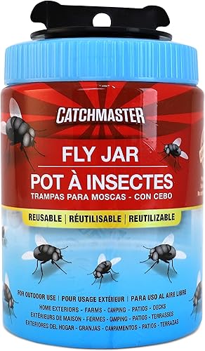 Catchmaster Trampas reutilizables para moscas para exteriores, paquete de 1, atrapa insectos y trampa de insectos voladores con señuelo a base de