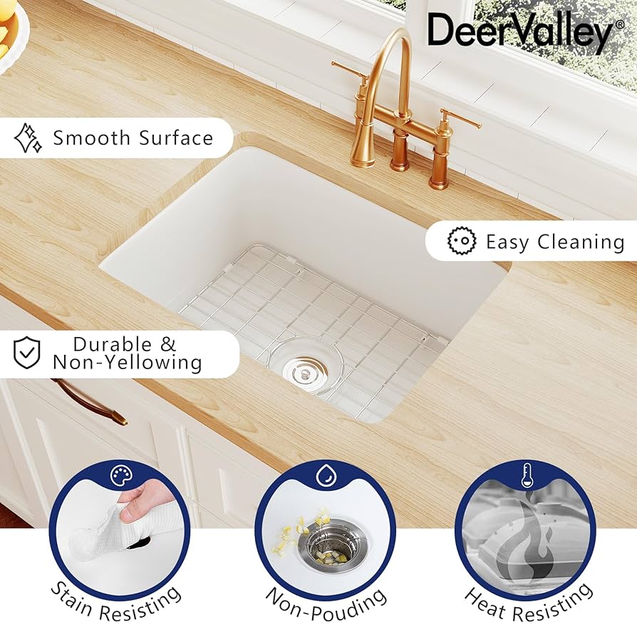 CAREERING｜PLACEBO301 DeerValley 24x18 Inch Farmhouse Fireclay Undermount Kitchen