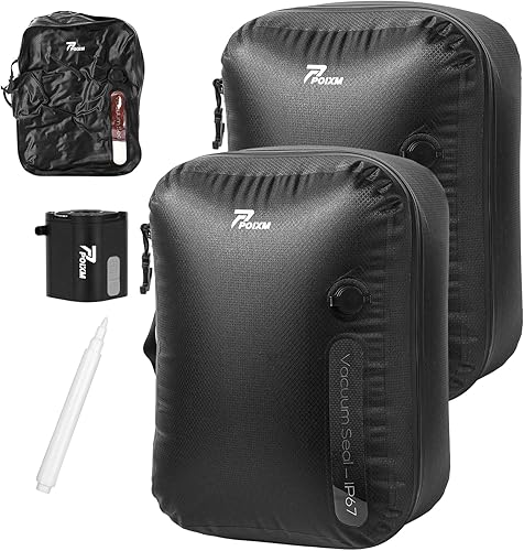 Bolsas de vacío para viajes con bomba inalámbrica, cremallera abierta de 180, impermeable IP67, bolsas de compresión reutilizables que ahorran