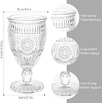 4 Pack Vintage Wine Glasses Set, 12 oz Wine Goblets Glass Stemmed Cocktail Glasses Water Goblets Classic Embossed Drinking Glasses Cups Set for Bars, Restaurants, Party, Wedding