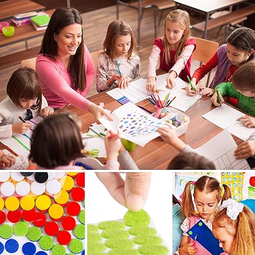 Miniatura 5 de Vkey Colorido cierre autoadhesivo de gancho y bucle, monedas con parte trasera adhesiva, círculos resistentes, mejor para el hogar, oficina, aula y