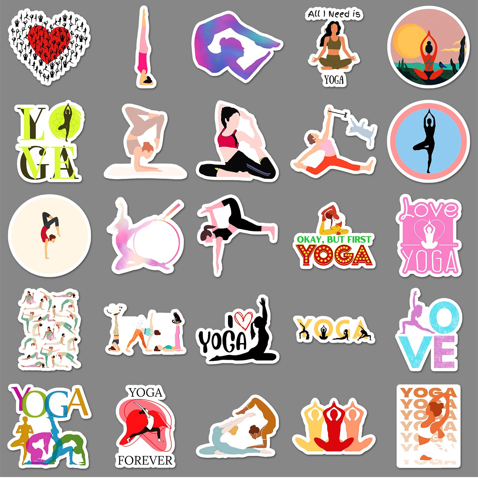 50 Pcs Yoga Stickers for Kids Teens Adults Boys Girls Gift,Yoga Stickers Pack for Laptop,Skateboard,Luggage,Car,Bike - Image 3