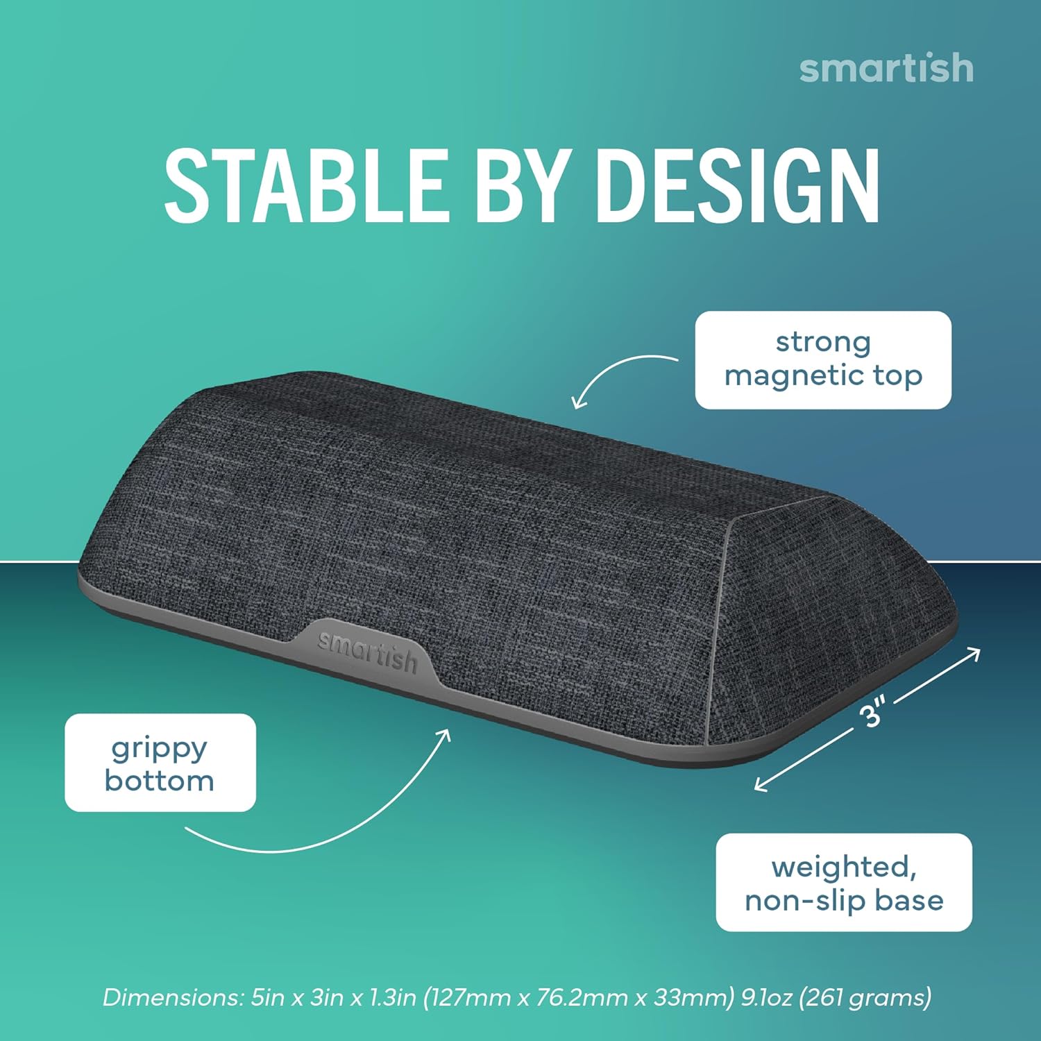 Smartish® Magnetic Cord Holder - Bigger Cable Wrangler Organizer with Magnet Clips for Charger Management on Desktop, Nightstand - Holds 6+ Cables - No. 2 Pencil Gray