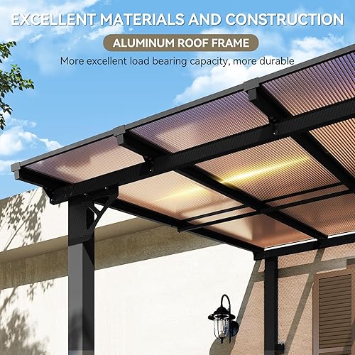 Miniatura 51 de Aoxun Pérgola de 8 x 5 pies para patio, cenador con techo inclinado, pérgola para parrilla grande montada en la pared, toldos resistentes, para Negro