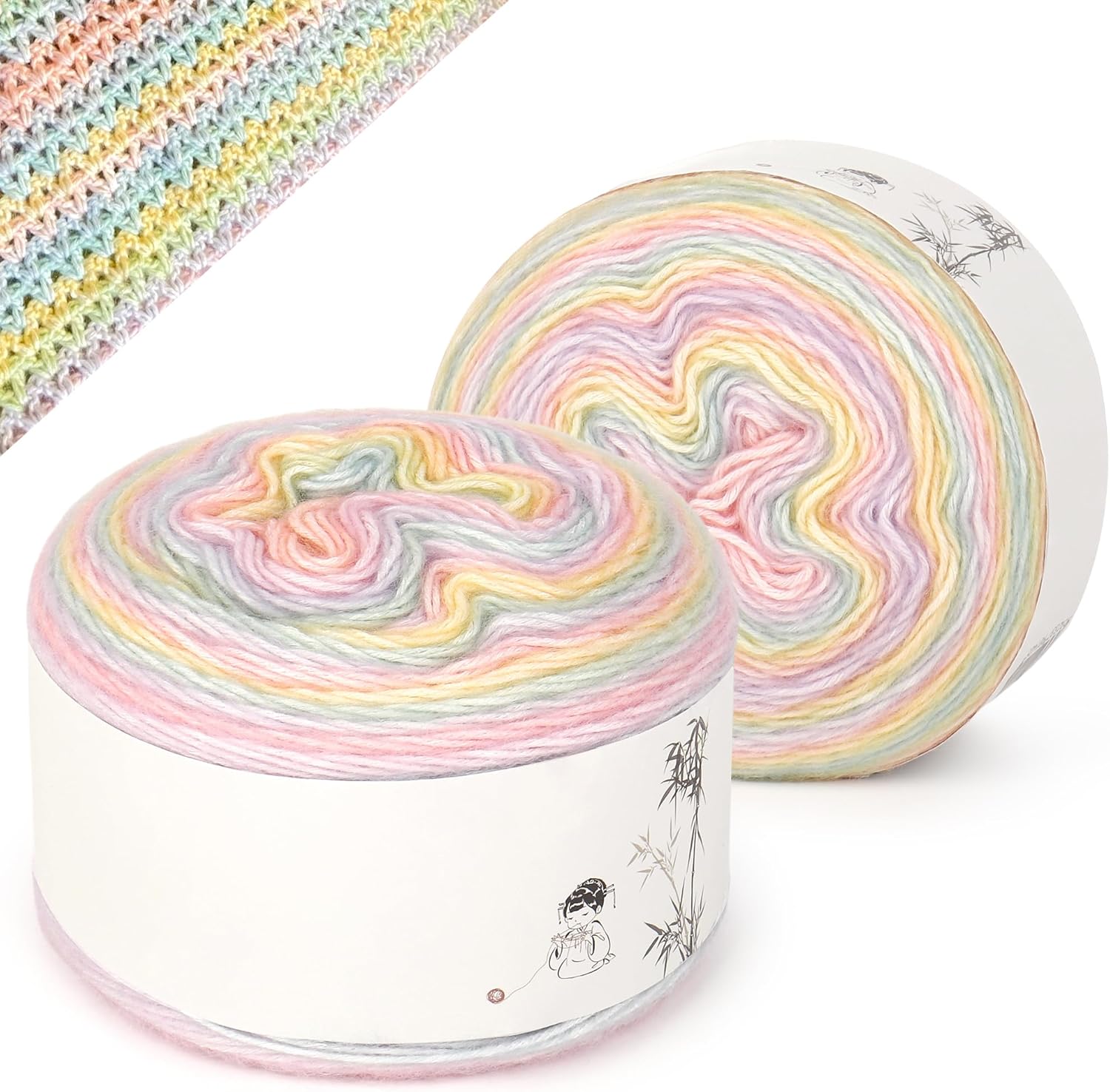 Katech Ombre Yarn for Crocheting Knitting-Gradient Cake Variegated Soft Yarn with Vibrant Colors,Multicolor-Perfect for Blankets, Scarves, Shawls and Garments (Color D)
