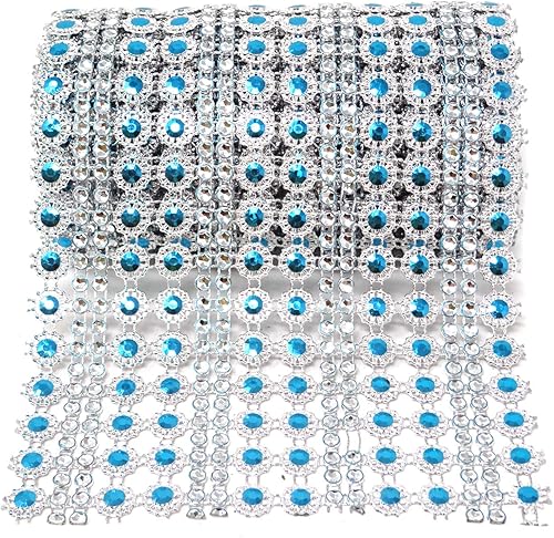Honbay Rollo de cinta de malla de diamantes de imitación con forma de flor brillante de 4.5 pulgadas x 2 yardas para bodas, cumpleaños, baby shower,