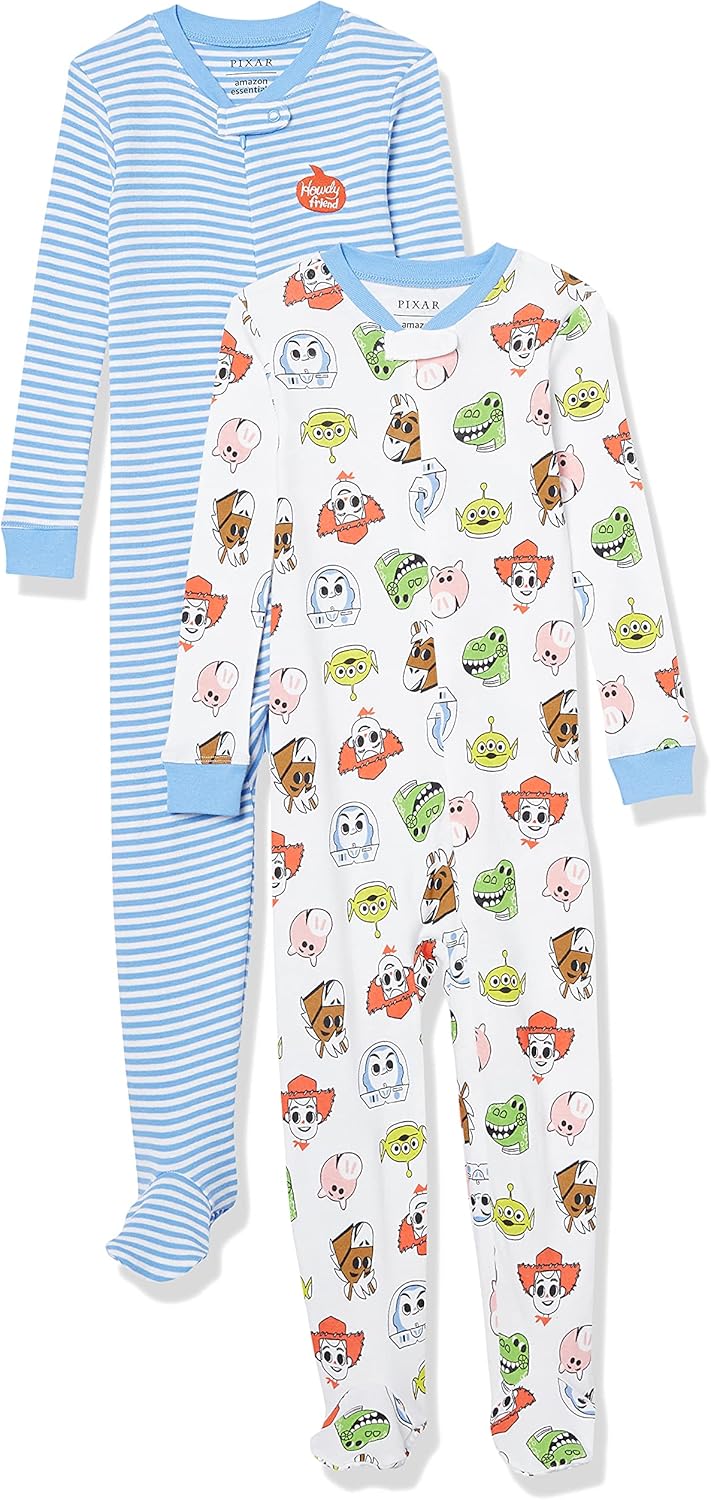 Amazon Essentials Baby Disney Star Wars Marvel Snug-fit Cotton Footed Pajamas Sleepers Bebé-Niños