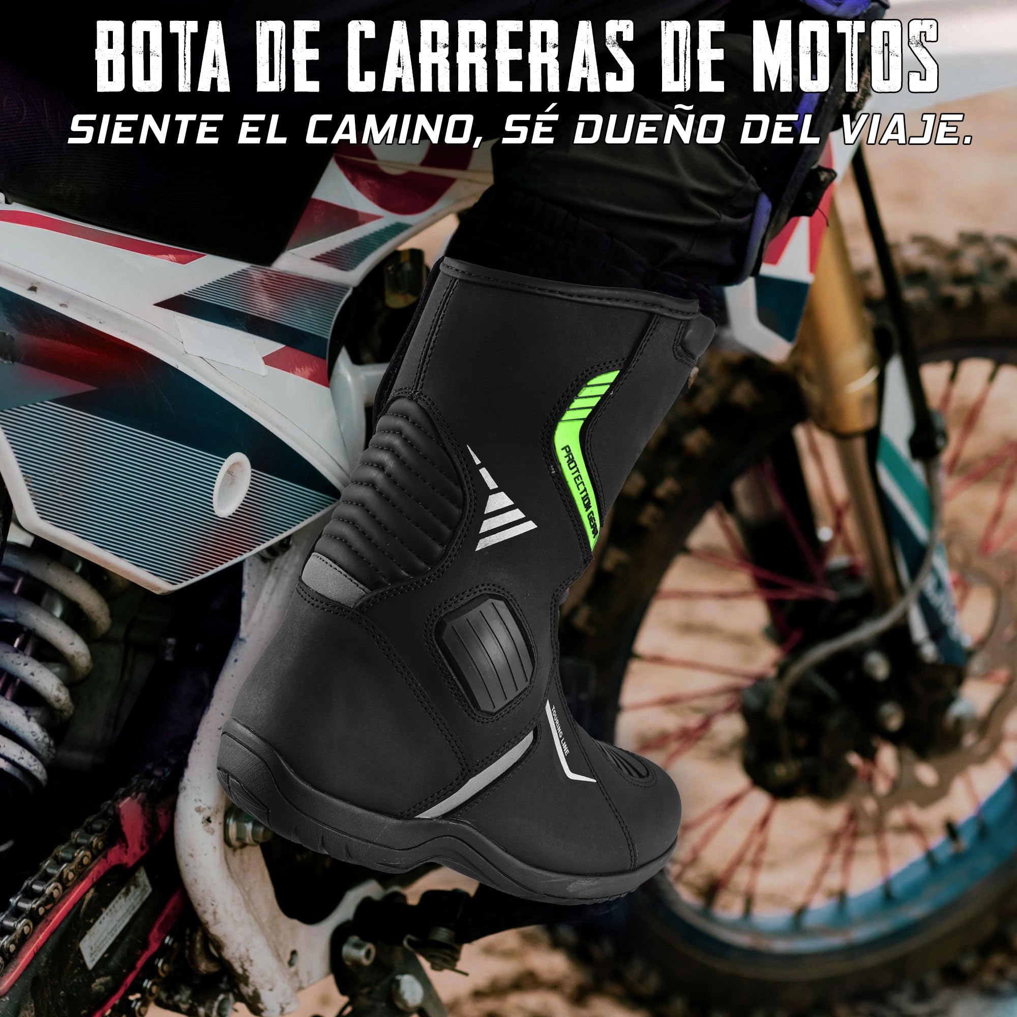 Botas de moto para hombre Botas de aventura y turismo, impermeables, reforzadas y ligeras, suela de goma antideslizante, protección de tobillo y talón, detalles reflectantes CE