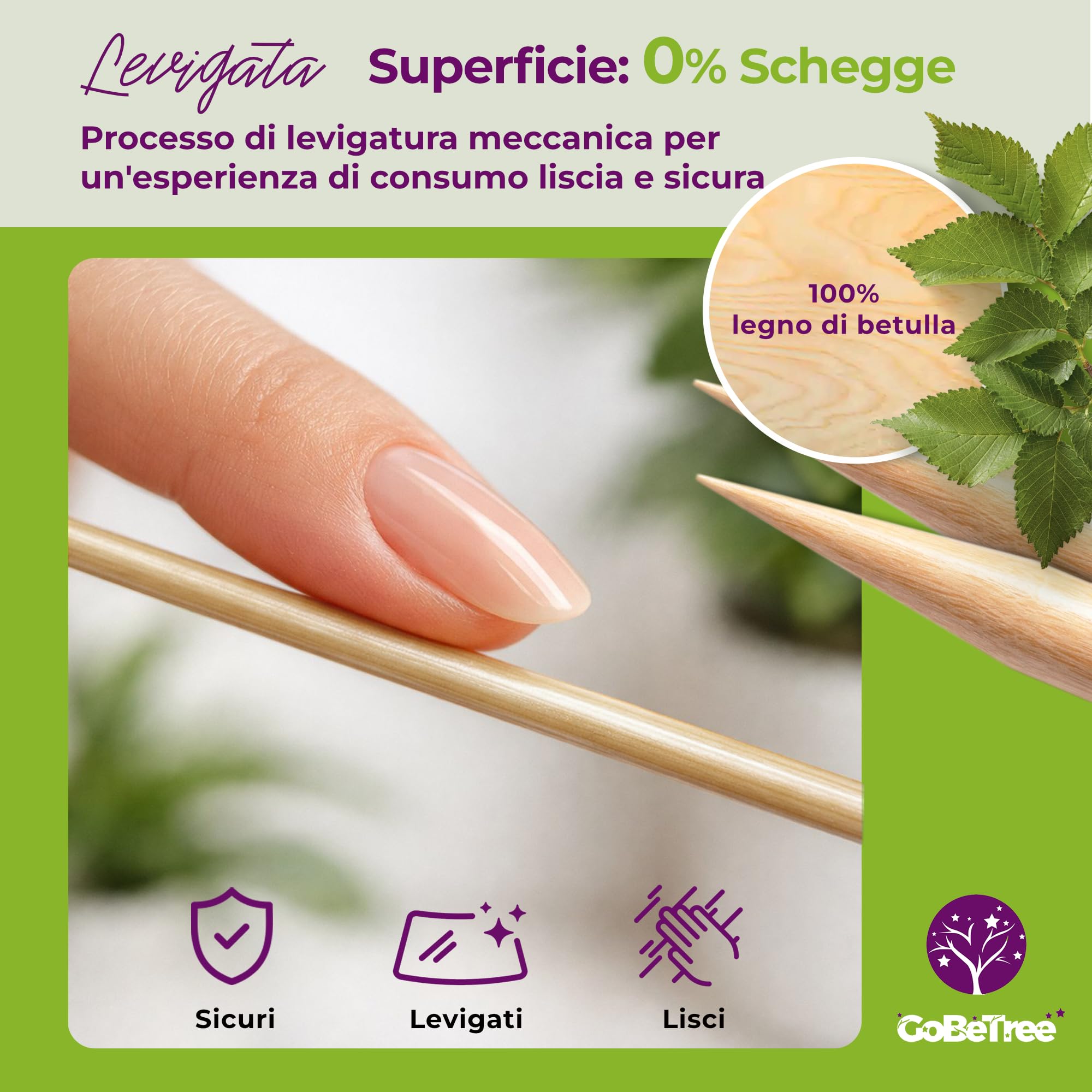 100 Spiedini in Legno di Betulla 15 cm x 2,5 mm | Bastoncini Extra Resistenti per Barbecue, Carne e Frutta | Stecchini Ecologici Multiuso per Fai da Te