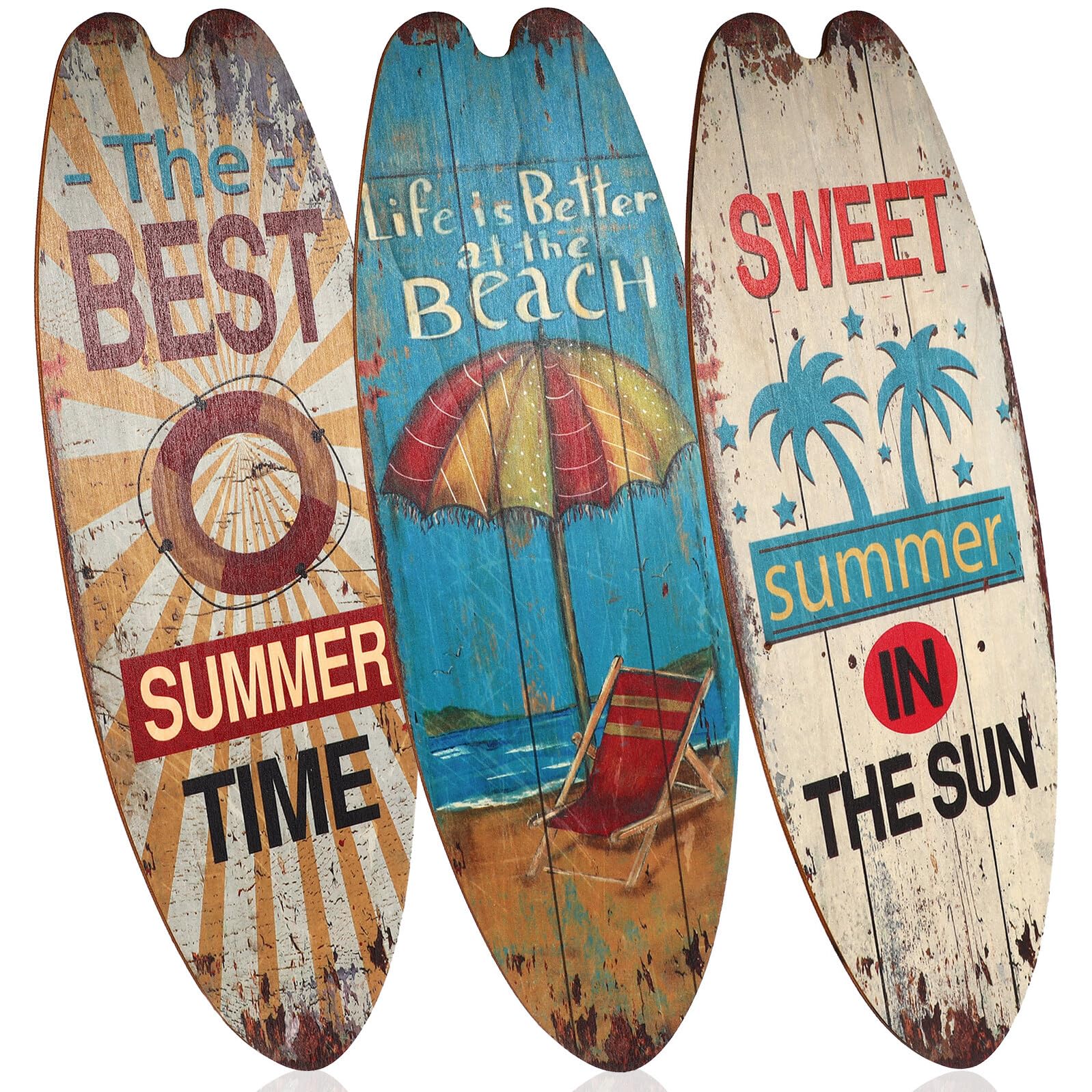 Planches de surf en bois suspendues pour créer une ambiance de bar côtier dans votre chambre