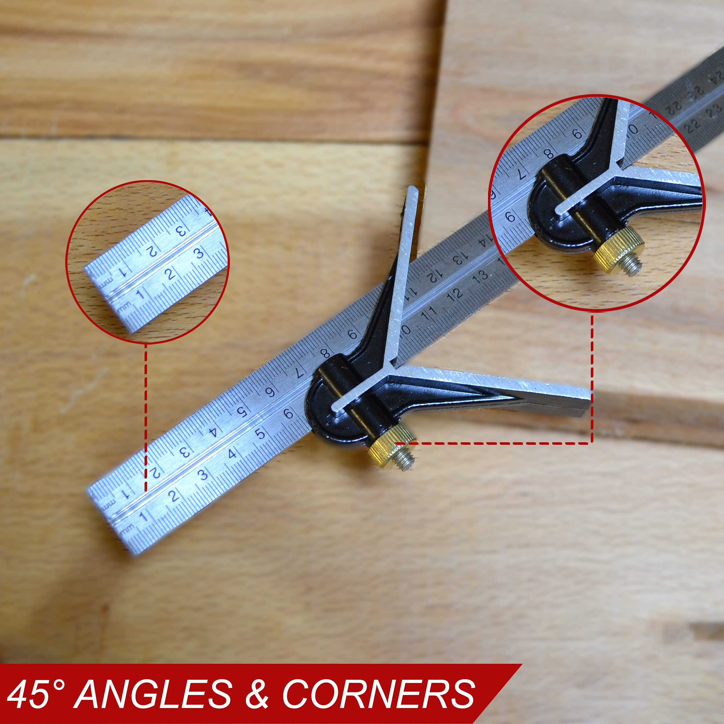 7 Pcs Combination Square Set | 3 Size Rulers | Framing Rafter Square ...