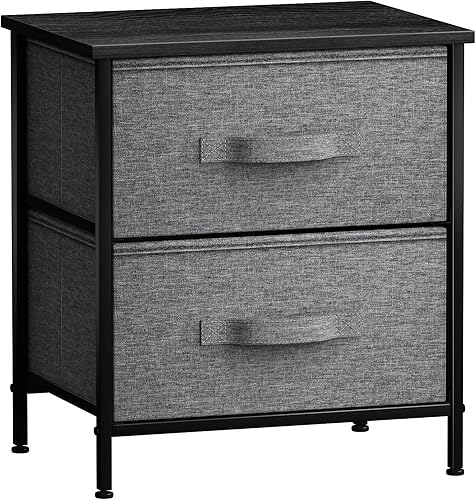 Vista 138 de Sorbus Cómoda de mesita de noche con 2 cajones de madera sintética, mesita de noche con almacenamiento para dormitorio, sala de estar, armario